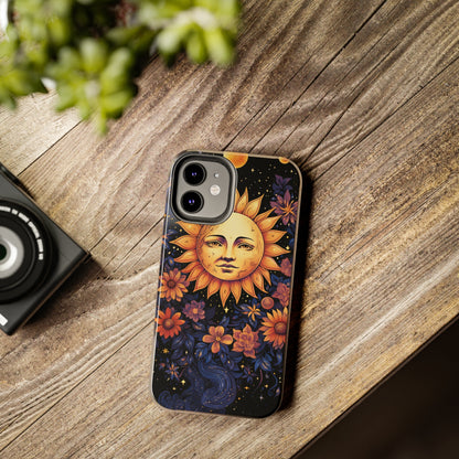 Cosmic Blooms: Floral Sun, Moon & Stars iPhone Case - Where Celestial Meets Botanical