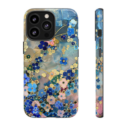 Forget Me Nots Gold Color Splash Floral Design Phone Case