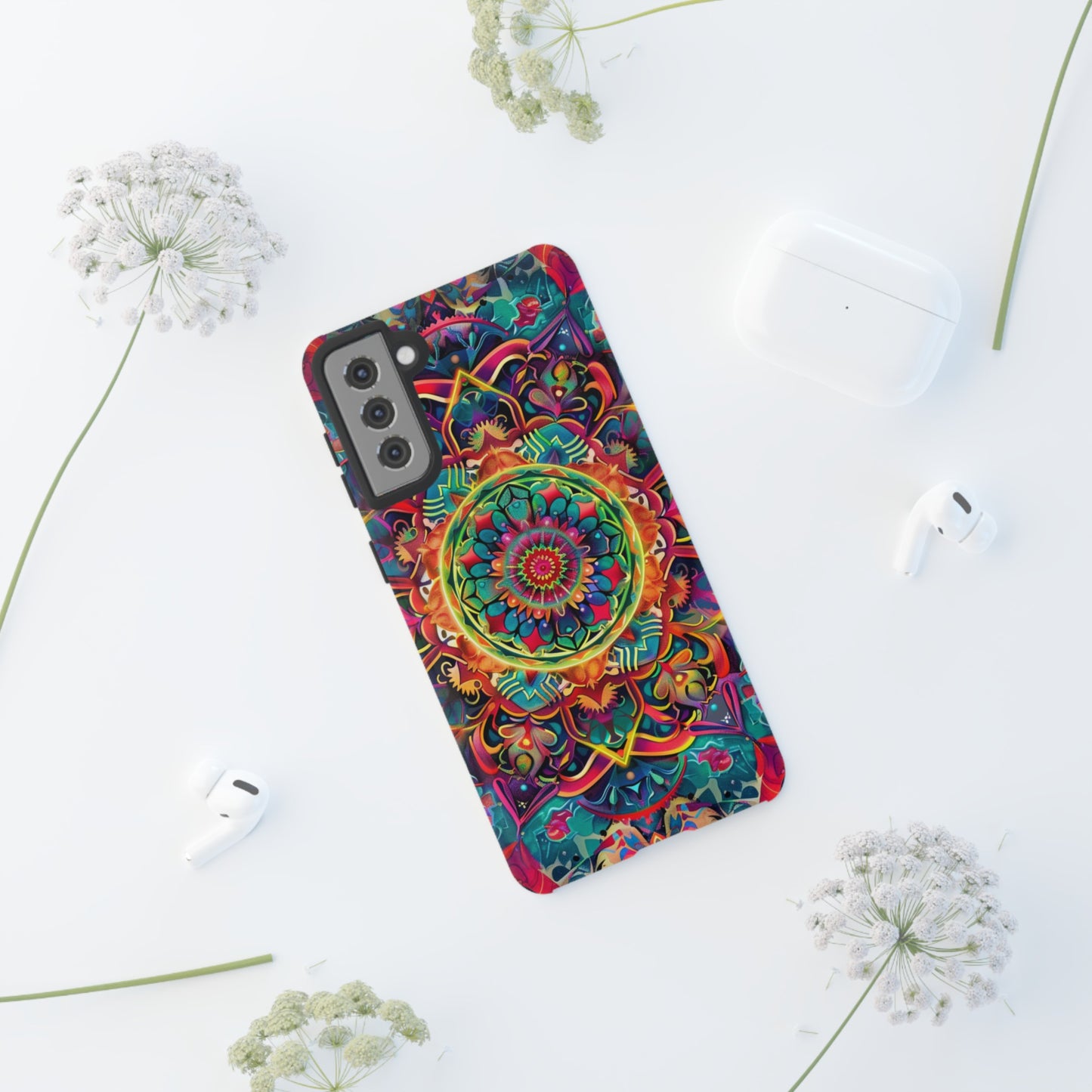 Cosmic Stained Glass Mandala Phone Case