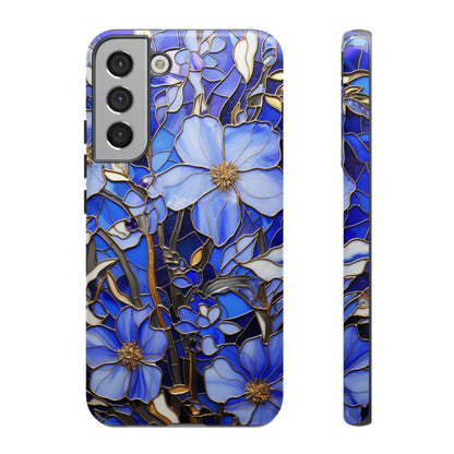 Periwinkle Stained Glass with Gold Inlay Phone Case for iPhone 15, 14, Pro Max, 13, 12 & Samsung Galaxy S23, S22, S21, Google Pixel