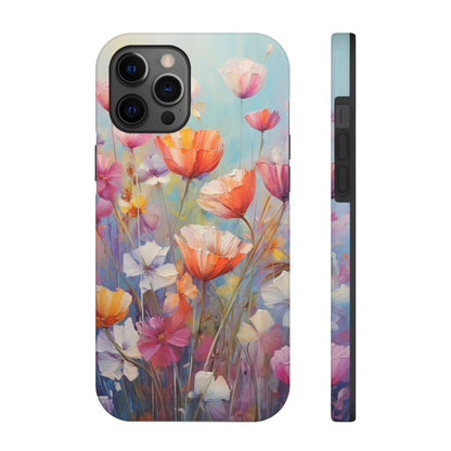 Poppy Flower Oil Painting Tough iPhone Case | Retro Groovy Phone Cover