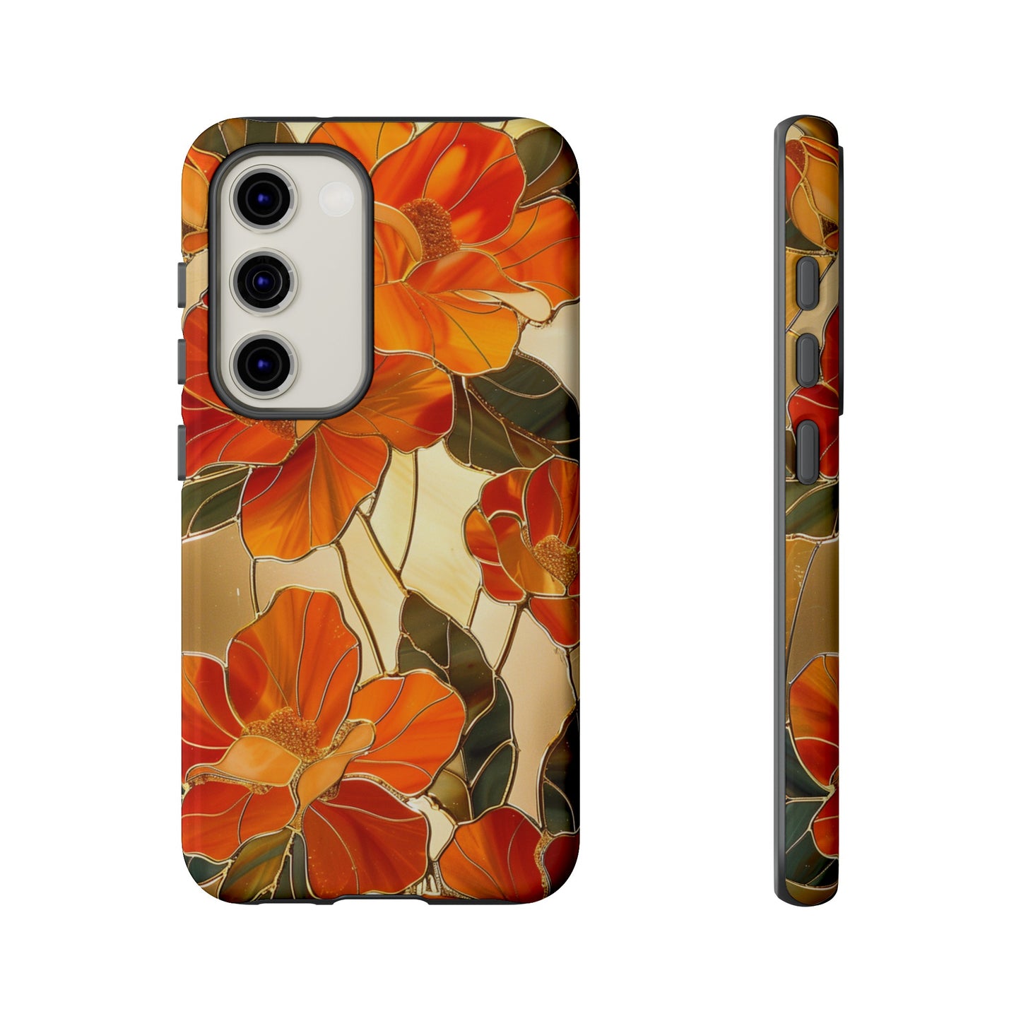 Orange Floral Phone Case Stained Glass Flower Aesthetic