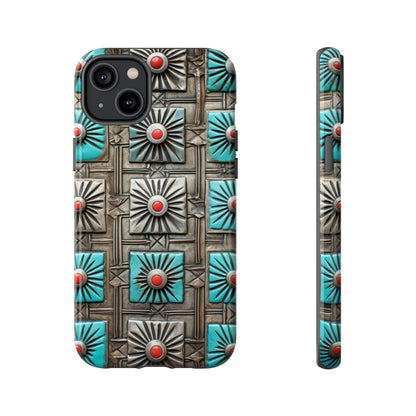 Vintage Navajo Native American Turquoise Concho Phone Case for iPhone 15, 14, 13, 12, 11 Pro Max, 14 Plus, iPhone XS Max, iPhone XR, iPhone 7, 8, 14, 15 Plus, SE