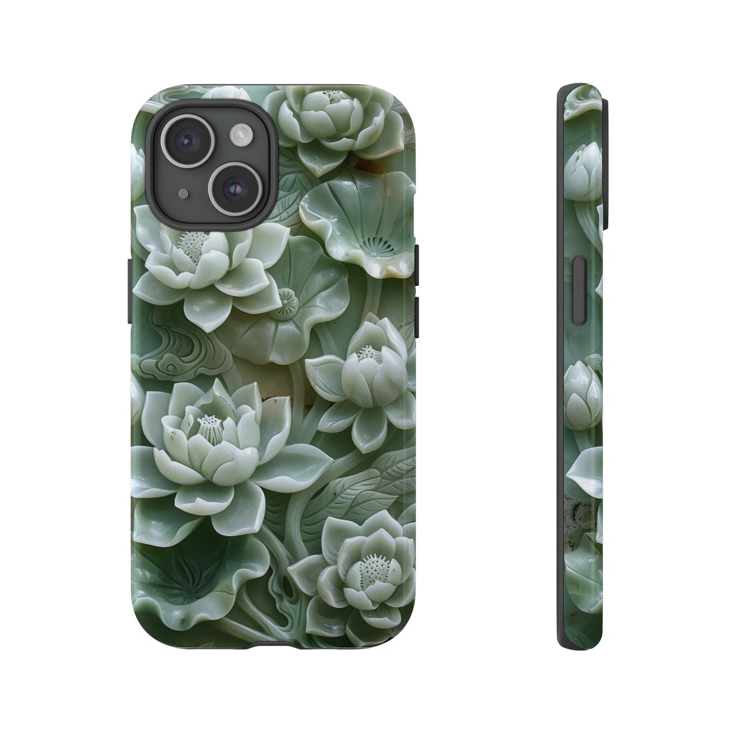 Green Jade Lotus Floral Art Phone Case