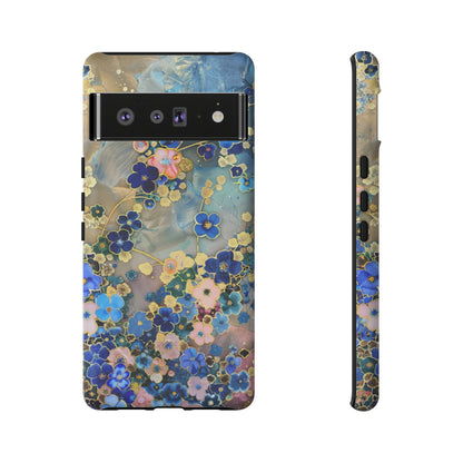 Forget Me Nots Gold Color Splash Floral Design Phone Case