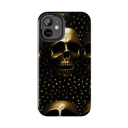 iPhone Tough Case | Dark Decadence: Gothic Gold Skulls and Studs  | Unveil Your Edgy Elegance