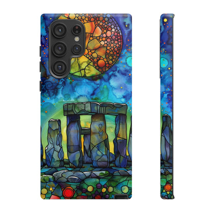 Stonehenge Neolithic Full Moon Stained Glass Watercolor Phone Cover