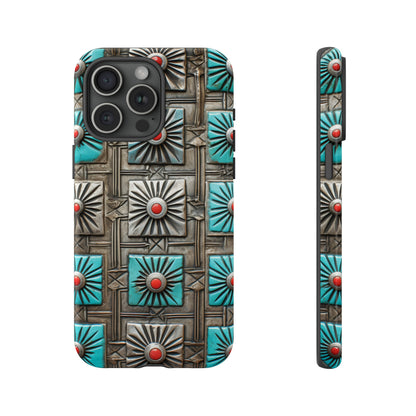 Vintage Navajo Native American Turquoise Concho Phone Case for iPhone 15, 14, 13, 12, 11 Pro Max, 14 Plus, iPhone XS Max, iPhone XR, iPhone 7, 8, 14, 15 Plus, SE