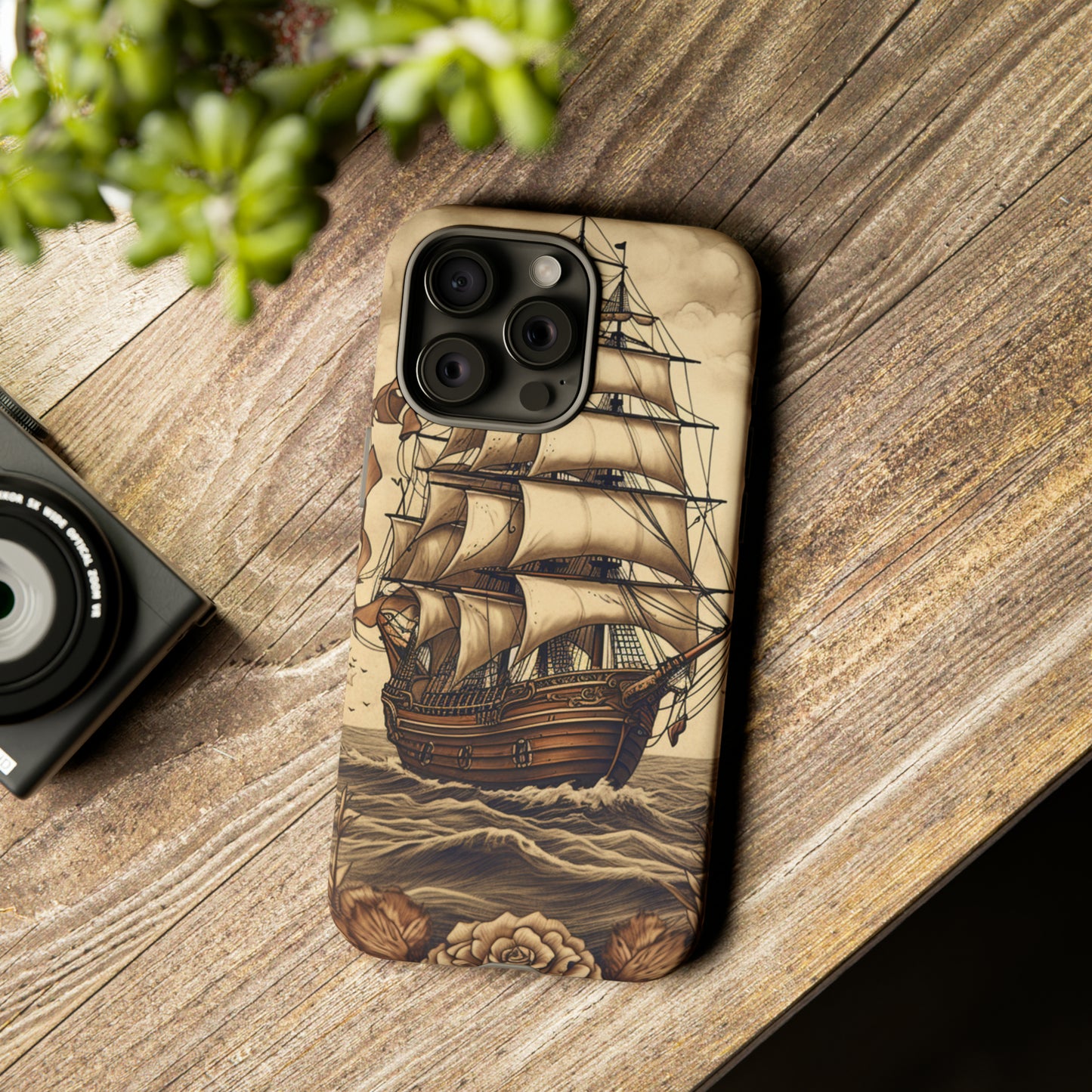 Vintage Tattoo Style Pirate Ship Phone Case