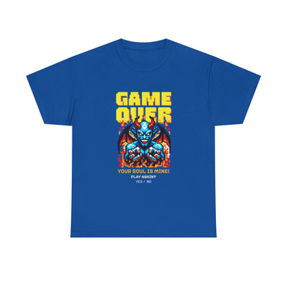 Satan Game Over T-Shirt Retro Gaming Dark Humor Sci-Fi Tee