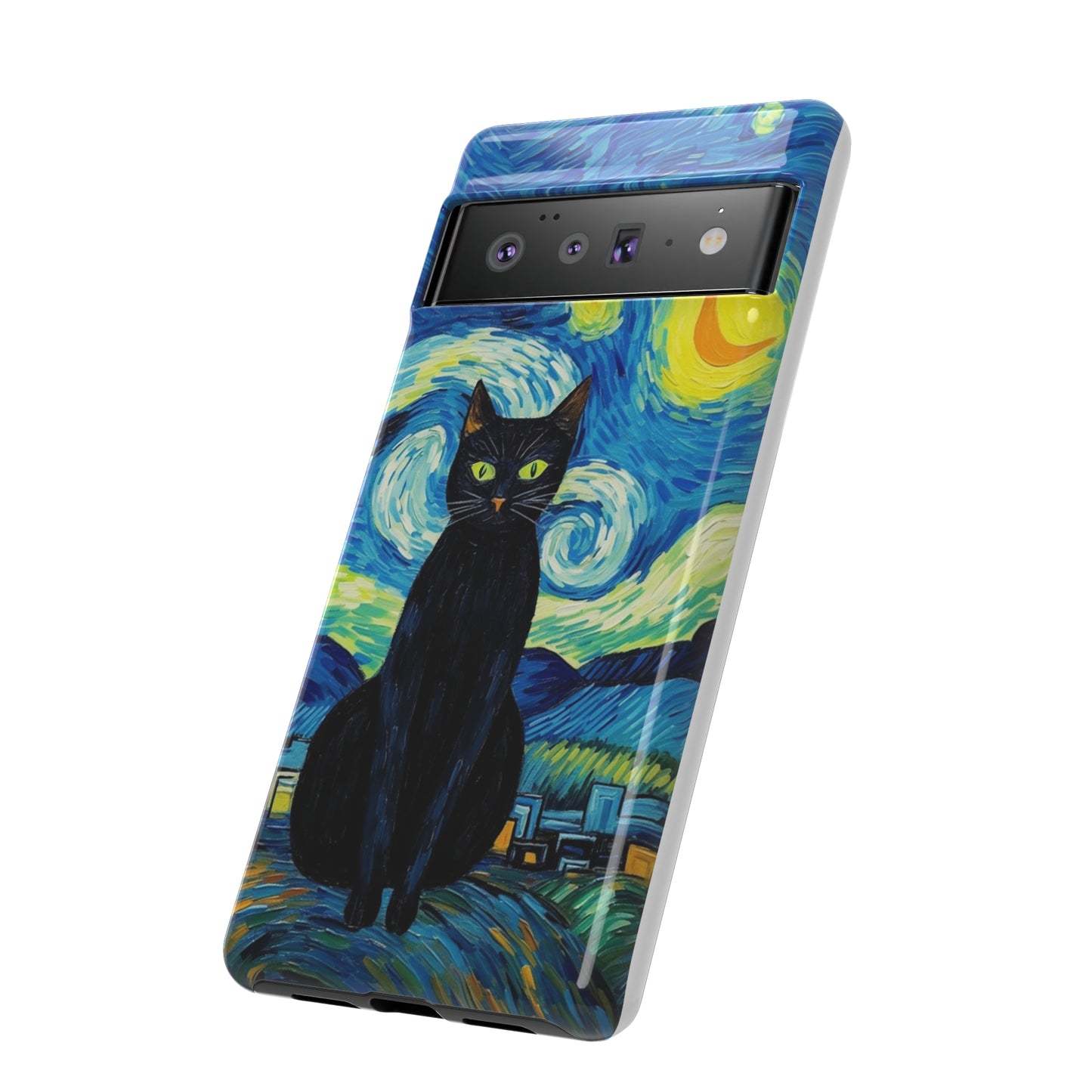 Starry Night Van Gogh Black Cat iPhone, Samsung Galaxy, Google Pixel  Case | Embrace Artistic Whimsy and Feline Charm