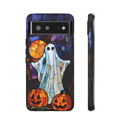 Stained Glass Halloween Ghost and Jack-o'-Lanterns Phone Cover