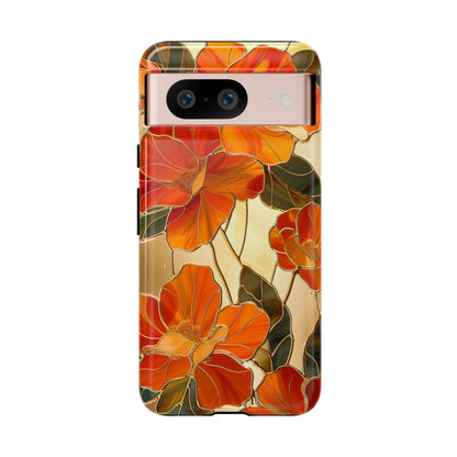 Orange Floral Phone Case Stained Glass Flower Aesthetic