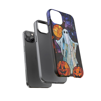 Stained Glass Halloween Ghost and Jack-o'-Lanterns Phone Cover