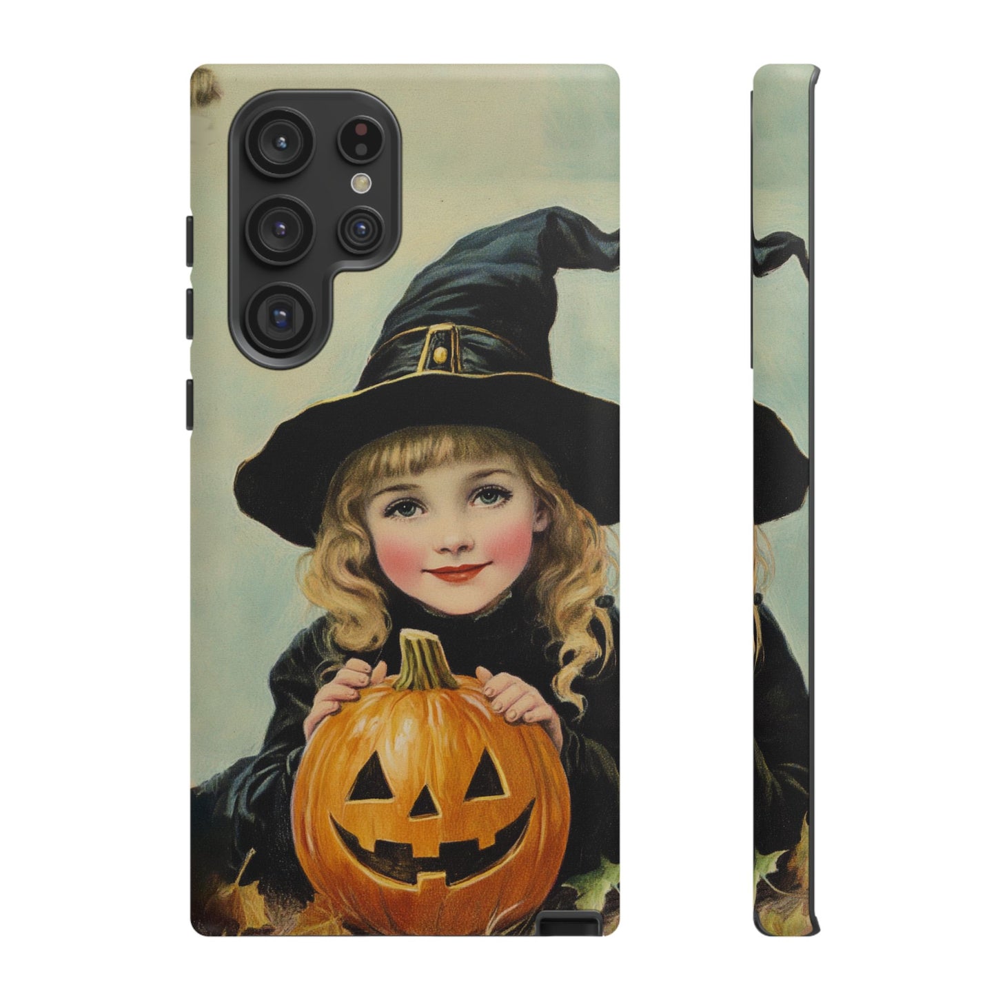 Vintage Halloween Card Witch and Jack-o'-lantern Phone Cover