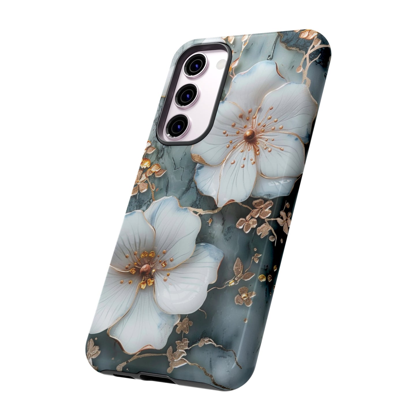 White Flower on Marble Stone  Phone Case