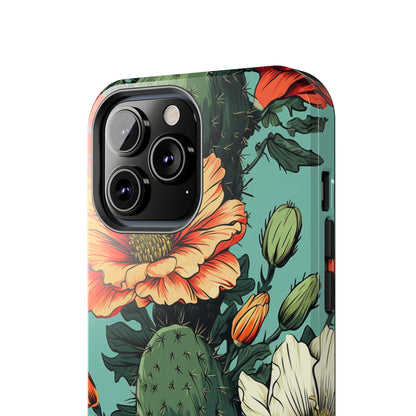 Desert Dream: Retro Vibe Cactus Tough iPhone Case