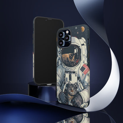 The Astronaut and the Cosmic Cat Phone Case