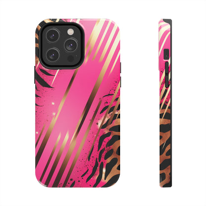 Elegant Wilderness: Pink & Gold Tiger Stripes | Mesmerizing Lush iPhone Case