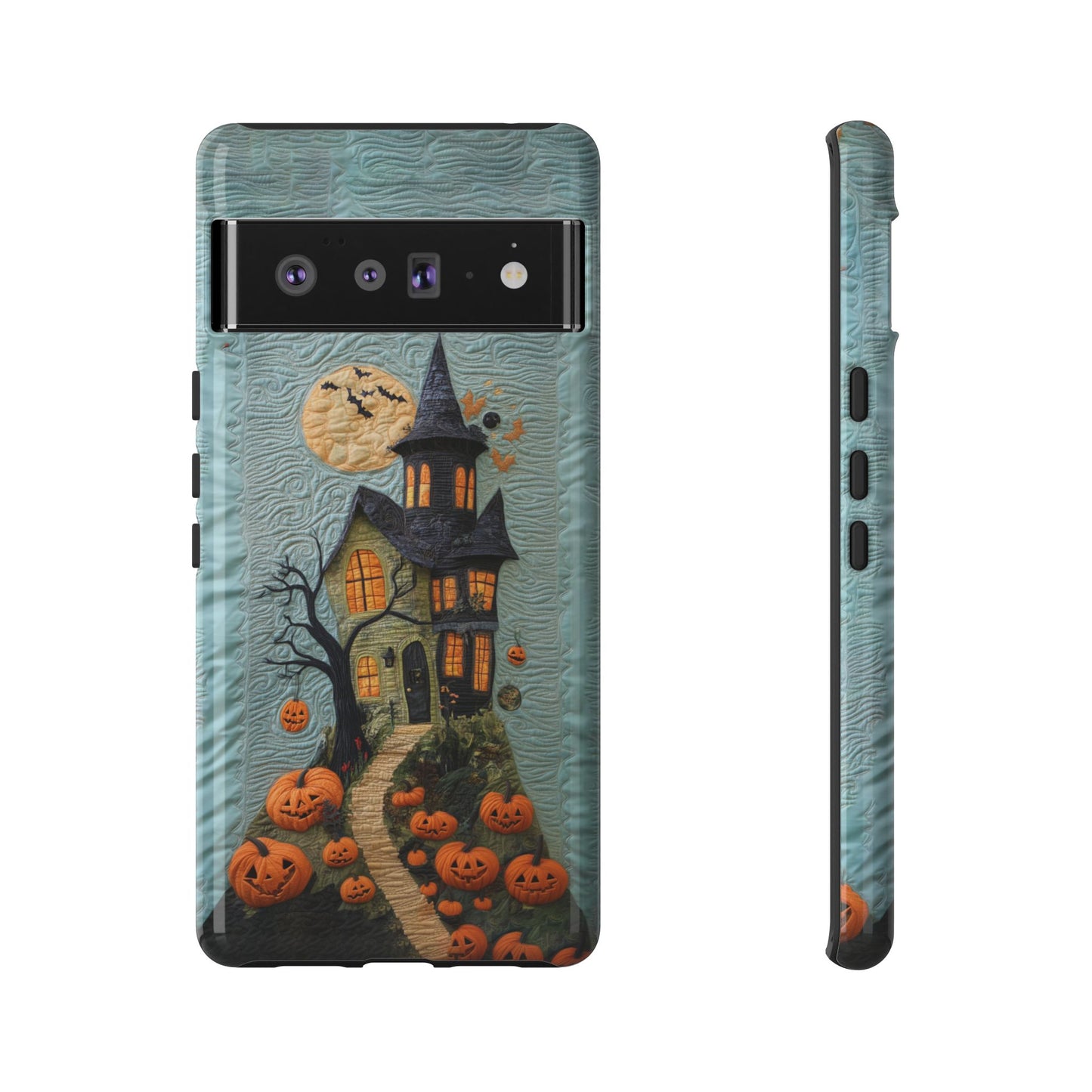 Halloween Haunted House Vintage Embroidery Style Phone Cover