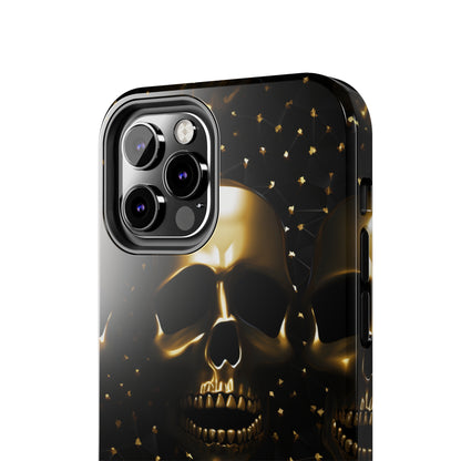 iPhone Tough Case | Dark Decadence: Gothic Gold Skulls and Studs  | Unveil Your Edgy Elegance