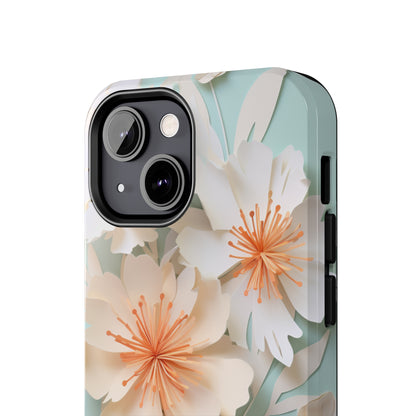 Elegant Paper Floral Design Case for iPhones - A Touch of Nature's Beauty