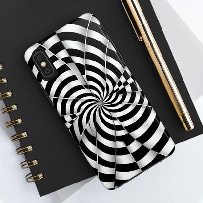 Trippy Black and White Optical Illusion Tough iPhone Case | Psychedelic Phone Cover