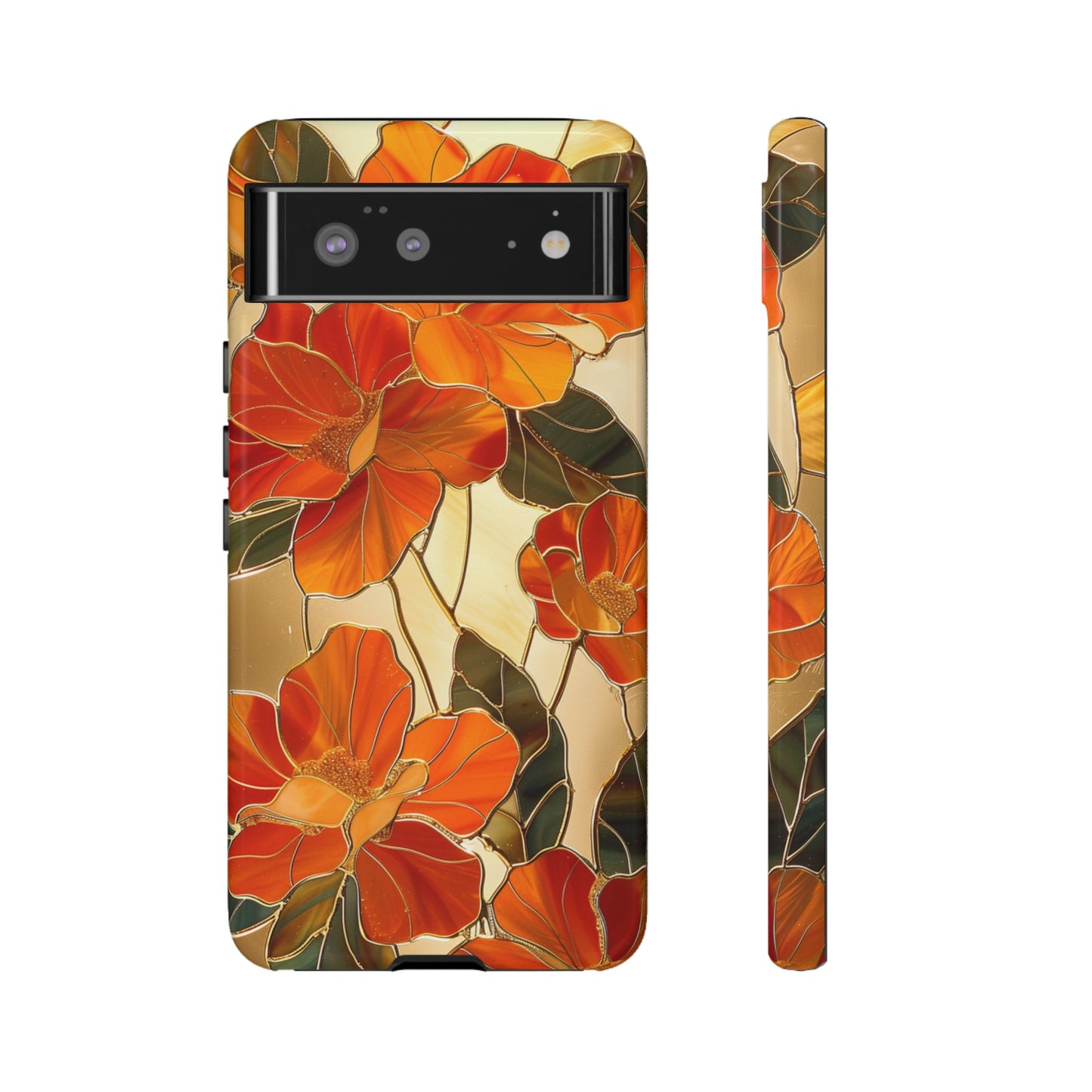 Orange Floral Phone Case Stained Glass Flower Aesthetic