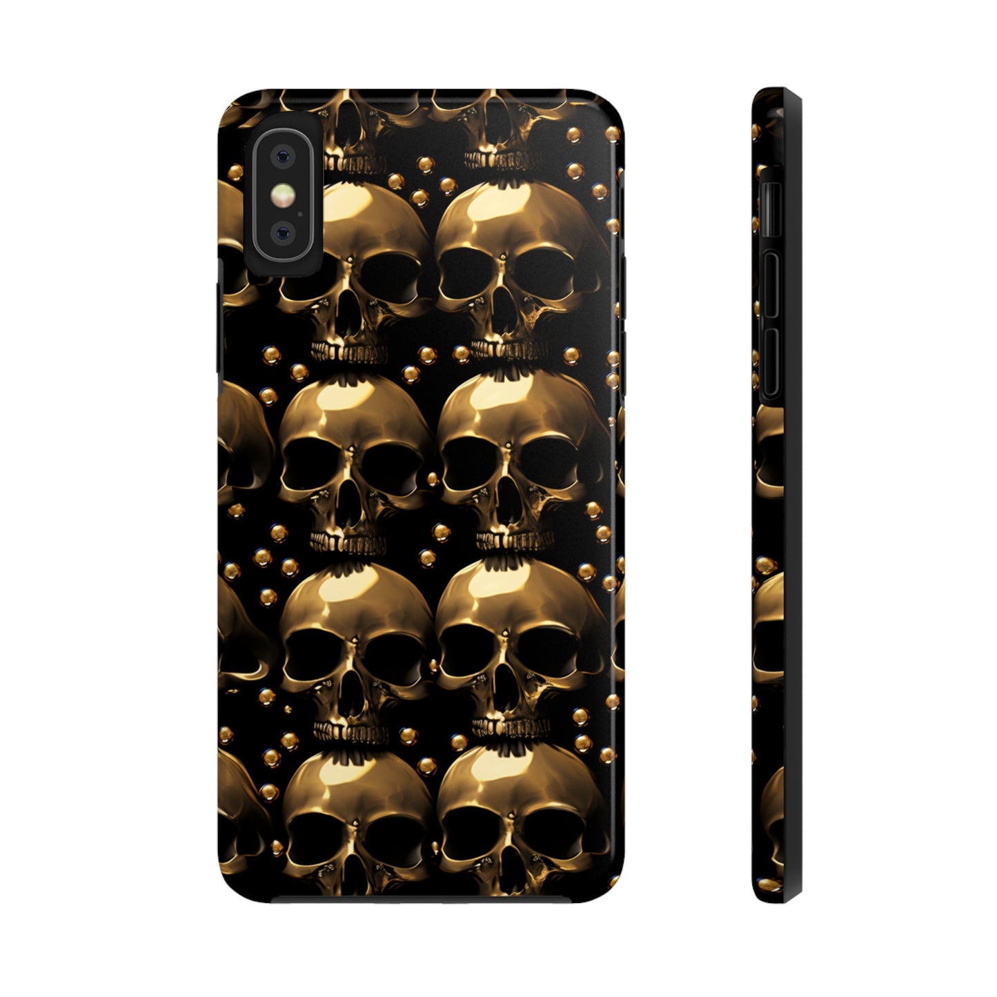 iPhone Case Golden Enigma: Where Goth Meets Glamour | Gold Skulls iPhone Tough Case