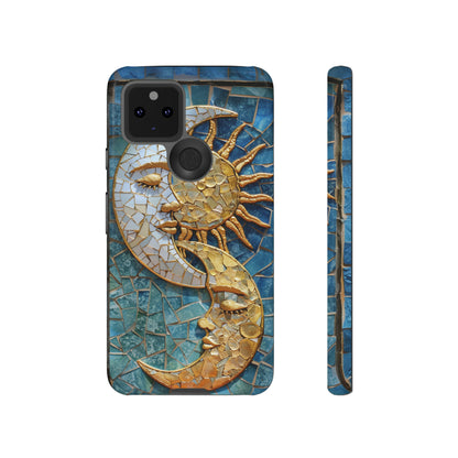 Boho Sun and Moon Mosaic Tile Stained Glass Phone Case