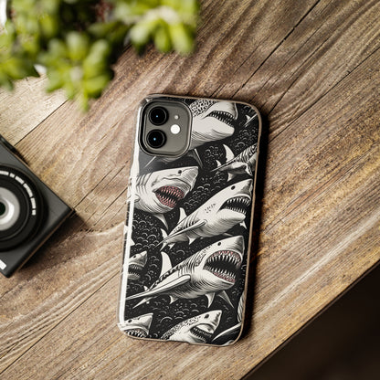 Deep Blue Mystery: Majestic Shark Design | Aquatic Adventure iPhone Case