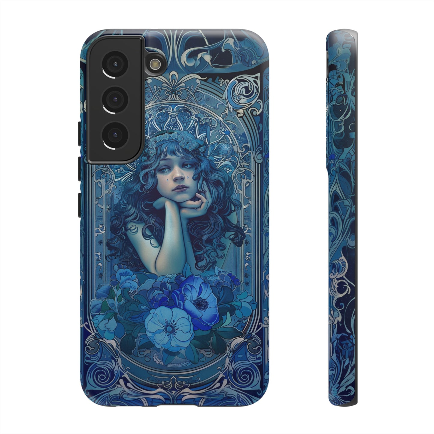 Blue Floral Art Nouveau Style Phone Case