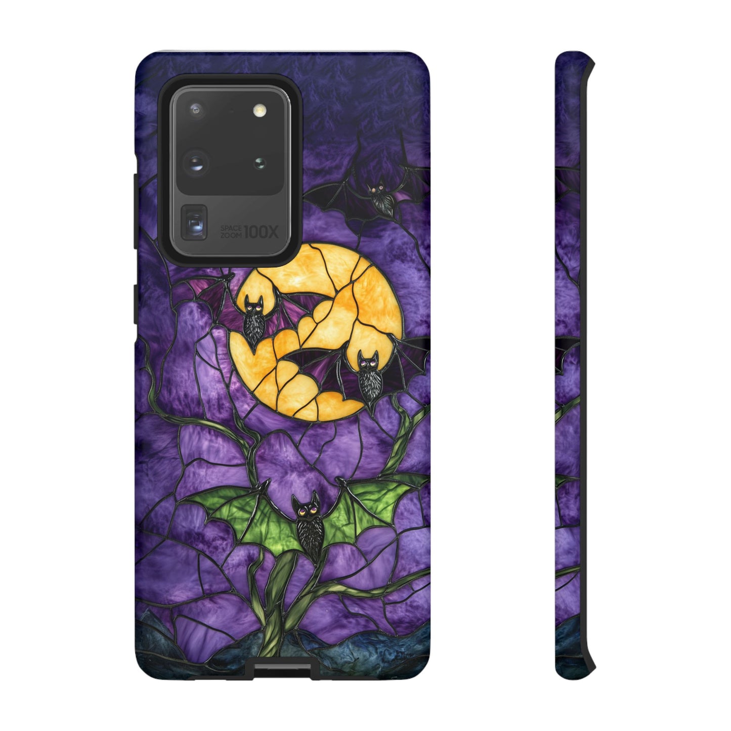 Full Moon Stained Glass Style Halloween Bats Phone Case