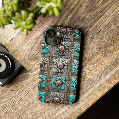 Vintage Navajo Native American Turquoise Concho Phone Case for iPhone 15, 14, 13, 12, 11 Pro Max, 14 Plus, iPhone XS Max, iPhone XR, iPhone 7, 8, 14, 15 Plus, SE