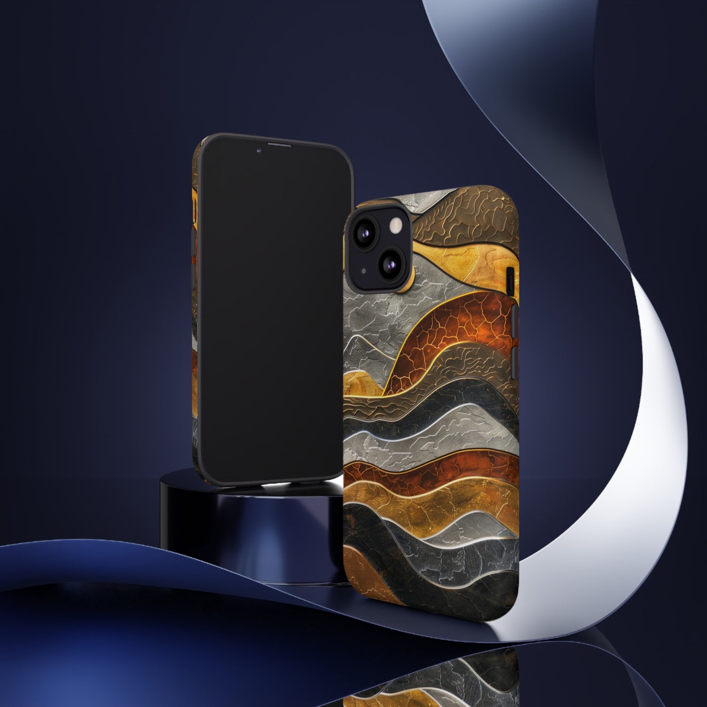 Abstract Gold and Silver Mountain Design Phone Case