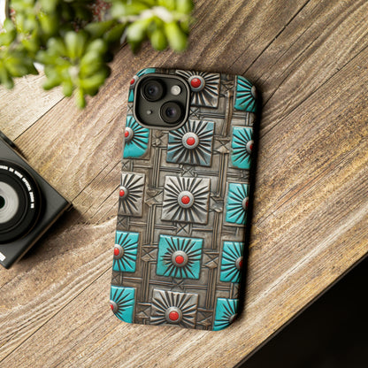 Vintage Navajo Native American Turquoise Concho Phone Case for iPhone 15, 14, 13, 12, 11 Pro Max, 14 Plus, iPhone XS Max, iPhone XR, iPhone 7, 8, 14, 15 Plus, SE