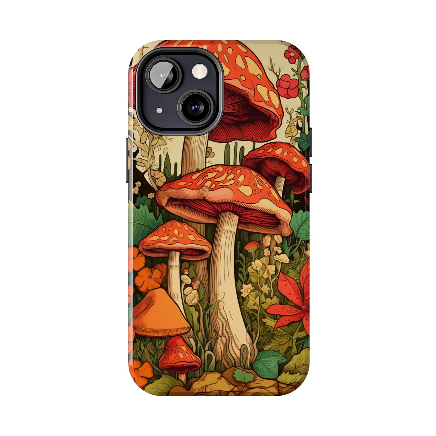 Psychedelic Retro Mushrooms: Dive Deep into Nostalgic Vibes | iPhone Case