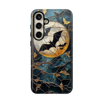 Halloween Phone Case Bats Stained Glass Style Spooky Moon Phone Cover