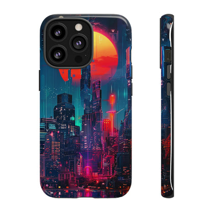 Cyberpunk Full Moon Cityscape Phone Case