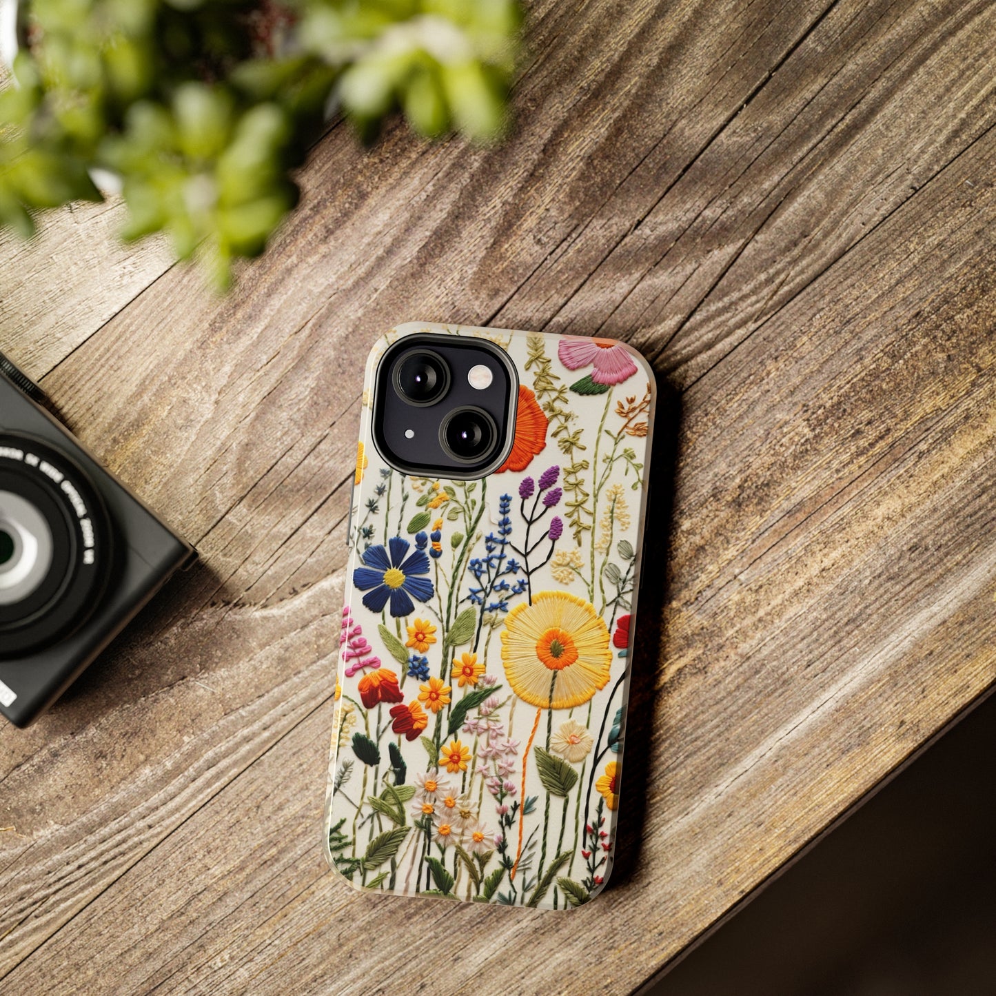 Wildflowers Floral Embroidery iPhone Case