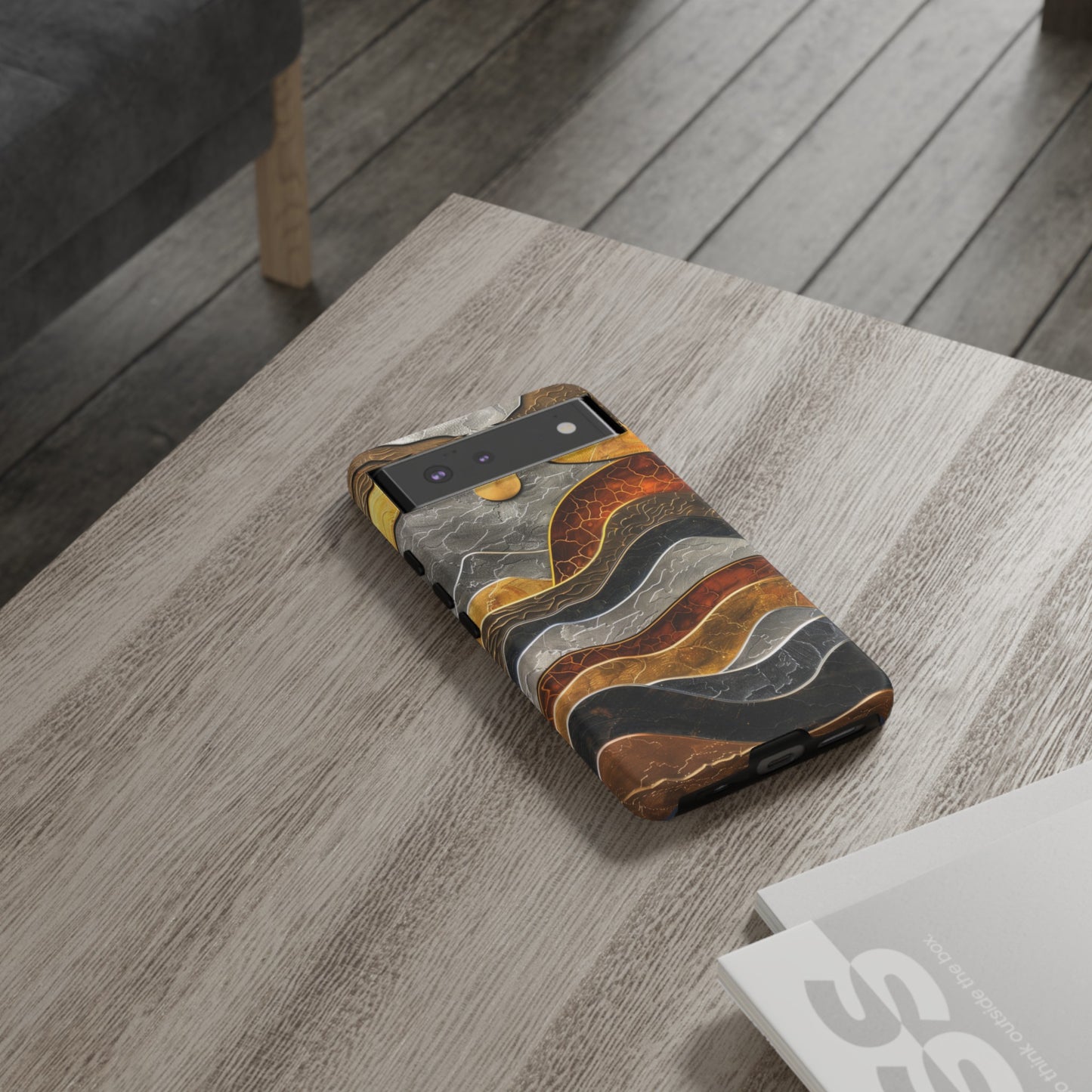 Abstract Gold and Silver Mountain Design Phone Case