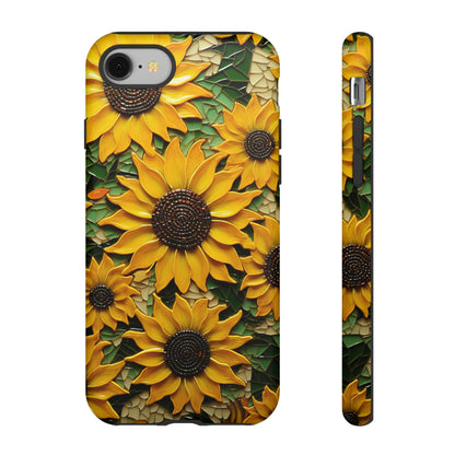 Sunflower Floral Color Explosion Mosaic Glass