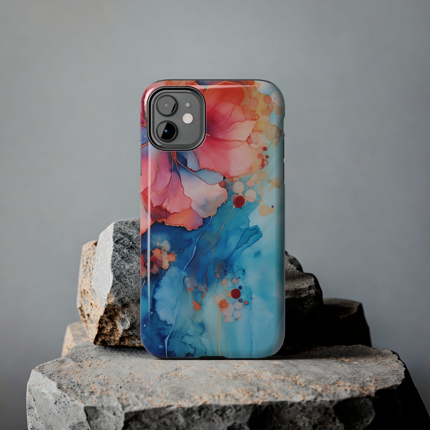 Marbled Floral Watercolor Phone Case | Embrace the Mesmerizing Multicolor Art