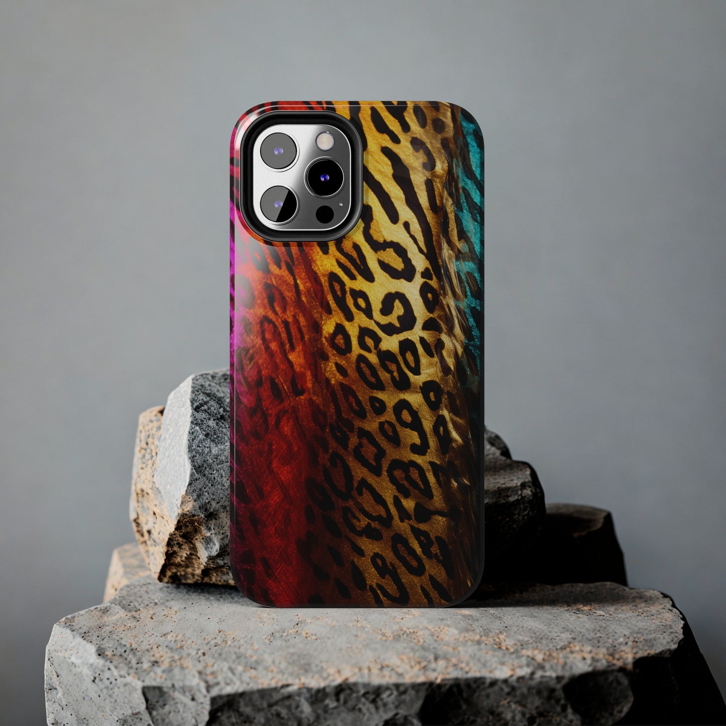 Kaleidoscopic Wild: Psychedelic Rainbow Leopard Print | Dazzling iPhone Case