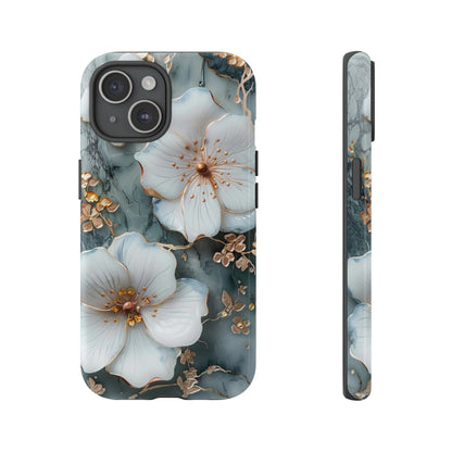 White Flower on Marble Stone  Phone Case