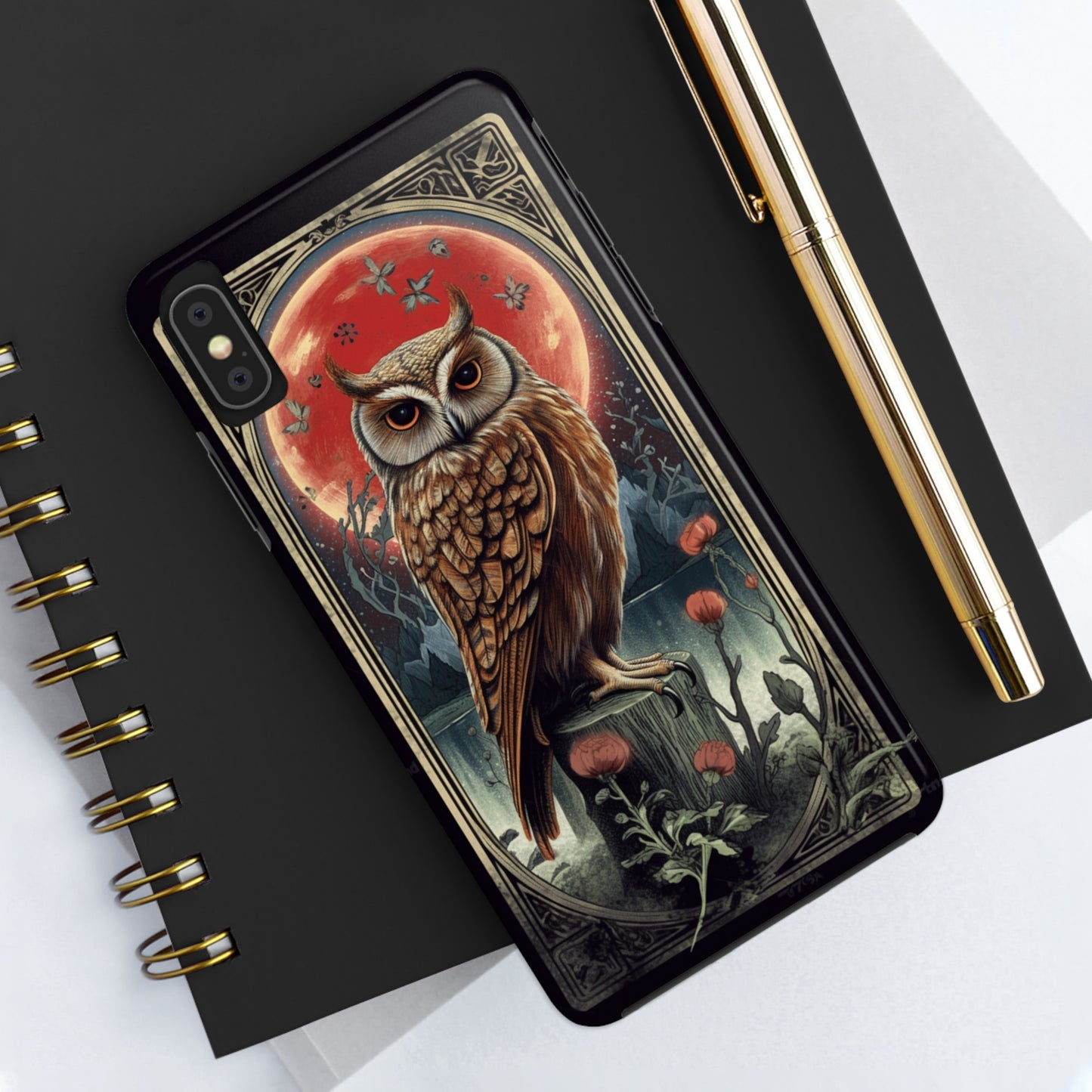 The Hermit Owl Tarot | Dark Academia Aesthetic Retro Tough iPhone Case | Embrace Mystical Vibes with Captivating Tarot Art and Reliable Protection