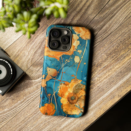 Gold Poppies Color Splash Floral Design Phone Case