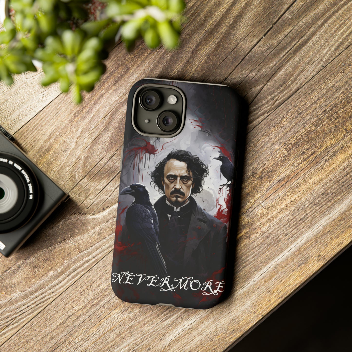 Nevermore Edgar Allen Poe, gothic Raven, Retro Samsung Galaxy Phone iPhone 15, 14 Plus 13 12 7 8 Se Horror Dark Academia Style goth Vibe