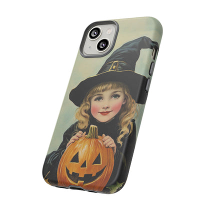 Vintage Halloween Card Witch and Jack-o'-lantern Phone Cover