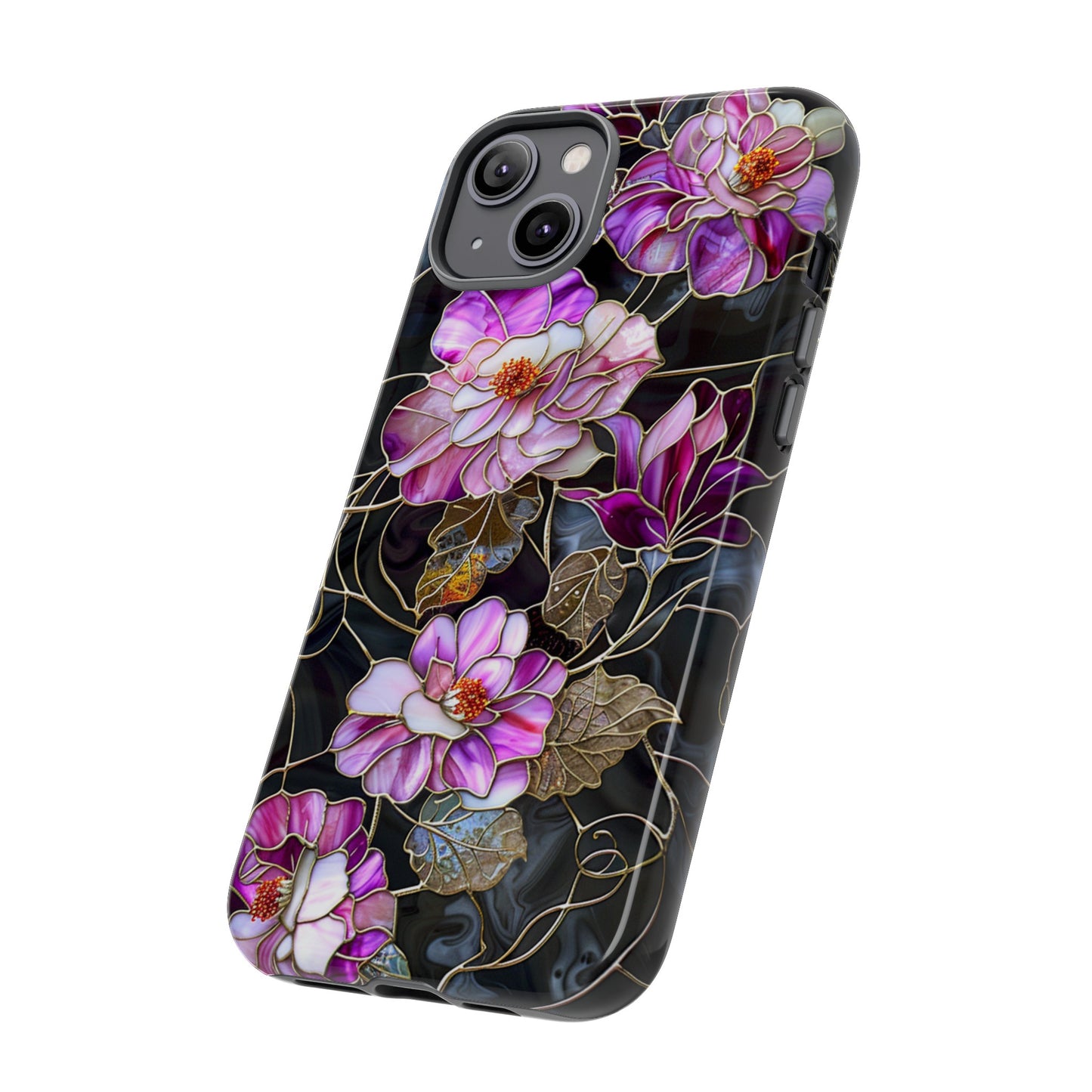 Magenta Color Floral Stained Glass Phone Case